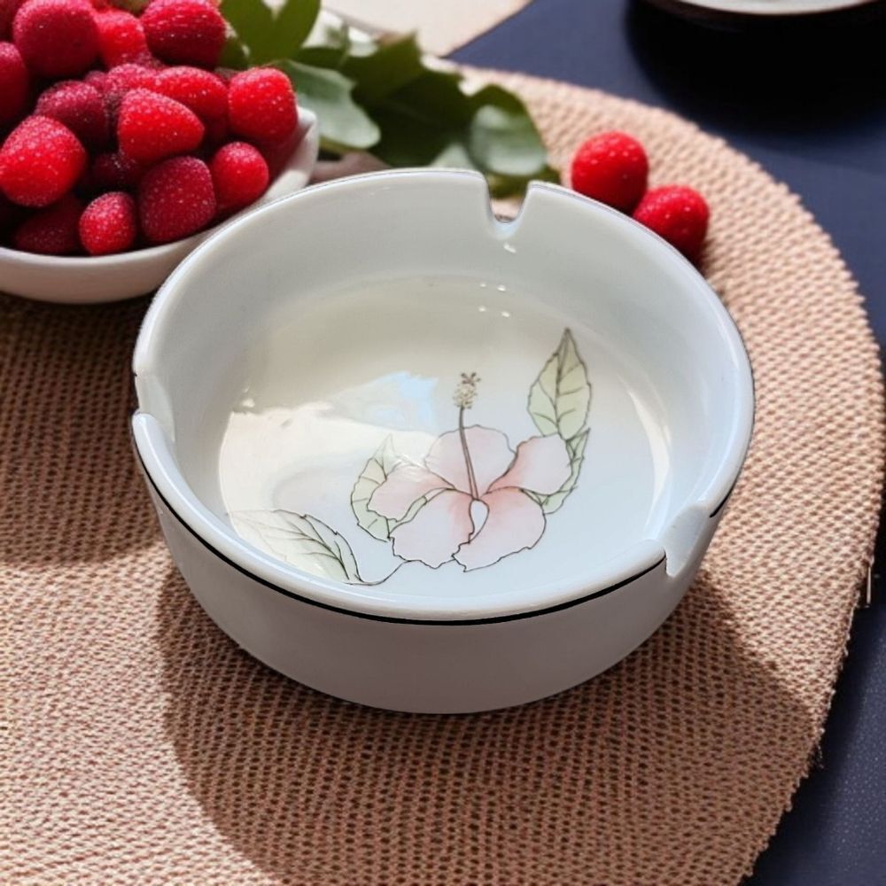 Pillivuyt Floral Ashtray Incense Burner Brush Holder Trinkets‎ Porcelain France.